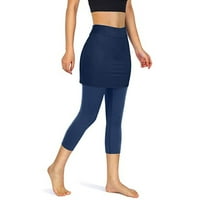 Широки панталони за жени за небрежни летни тенис стърготини гамаши джобове еластични спортни йога капризи поли