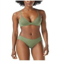 Vince Camuto Safari Green Riviera Shirred Cheeky Bikini Swim Bottom, САЩ големи