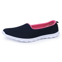 Жени апартаменти плъзгане на маратонки Мрешни комфортни обувки Женски дишаща обувка за ходене Небрежно тъмно синьо 8