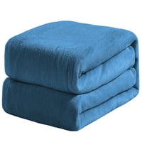 Кадифе плюш одеяло синьо пълна кралица 86х86