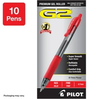 Pilot G Premium Gel Pens, Fine Point, Red, 10-Count