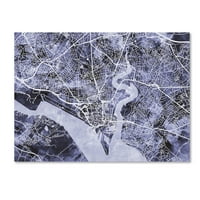 Търговска марка изобразително изкуство Саутхемптън Англия карта на града в платно изкуство от Майкъл Томпсет