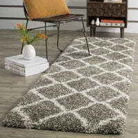 Hudson Aline Geometric Shag Area Rug, сива слонова кост, 8 '10'