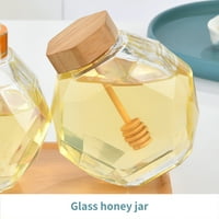 Toma 380ml прозрачен стъклен мед буркан с капак за пръчка за пръчка гладка многофункционален хуманизиран дизайн мед контейнер