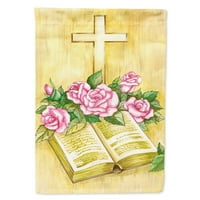 Carolines Treasures APH4072GF Великденски кръст и Библия с рози Флаг Градина с размер малък, многоцветен