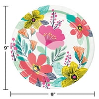 Модерни флорални кръгли хартиени чинии се броят за гости