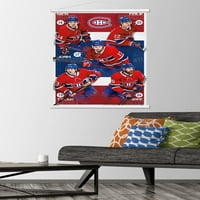 Монреал Канейдиънс - плакат за стена на отбора с дървена магнитна рамка, 22.375 34