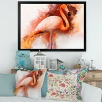 Абстрактен портрет на розово Фламинго