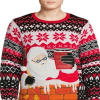 Празнично време Мъжки комин Санта грозна Коледа пуловер