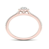 3 8кт ТДВ диамант 10к Розово злато център камък ореол годежен пръстен комплект