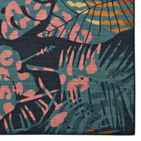 Линон Колекция килимчета за измиване на открито, флот и злато, 5 '7'