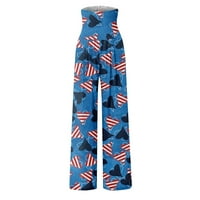 Панталони с широки крака за жени американски флаг разтегащ широк крак с висока талия палацо плаж панталони лято