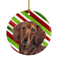 Carolines Treasures SC9328-CO Dachshund Candy Cane Holiday Christmas Ceramic Ornament, In, Multicolor