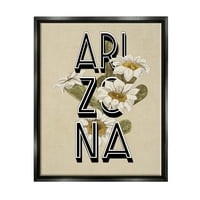 Ступел индустрии Аризона Държавен цвете Сагуаро цвят Типография дизайн графично изкуство джет черно плаваща рамка платно печат